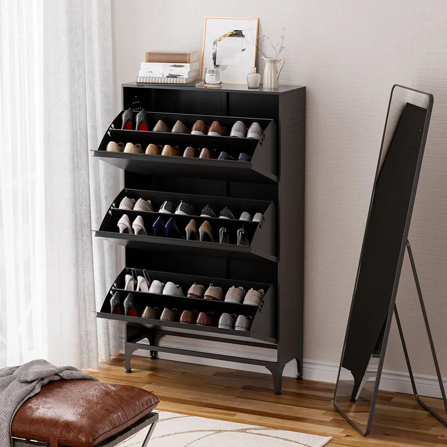 Skohylla i metall för 24 par skor